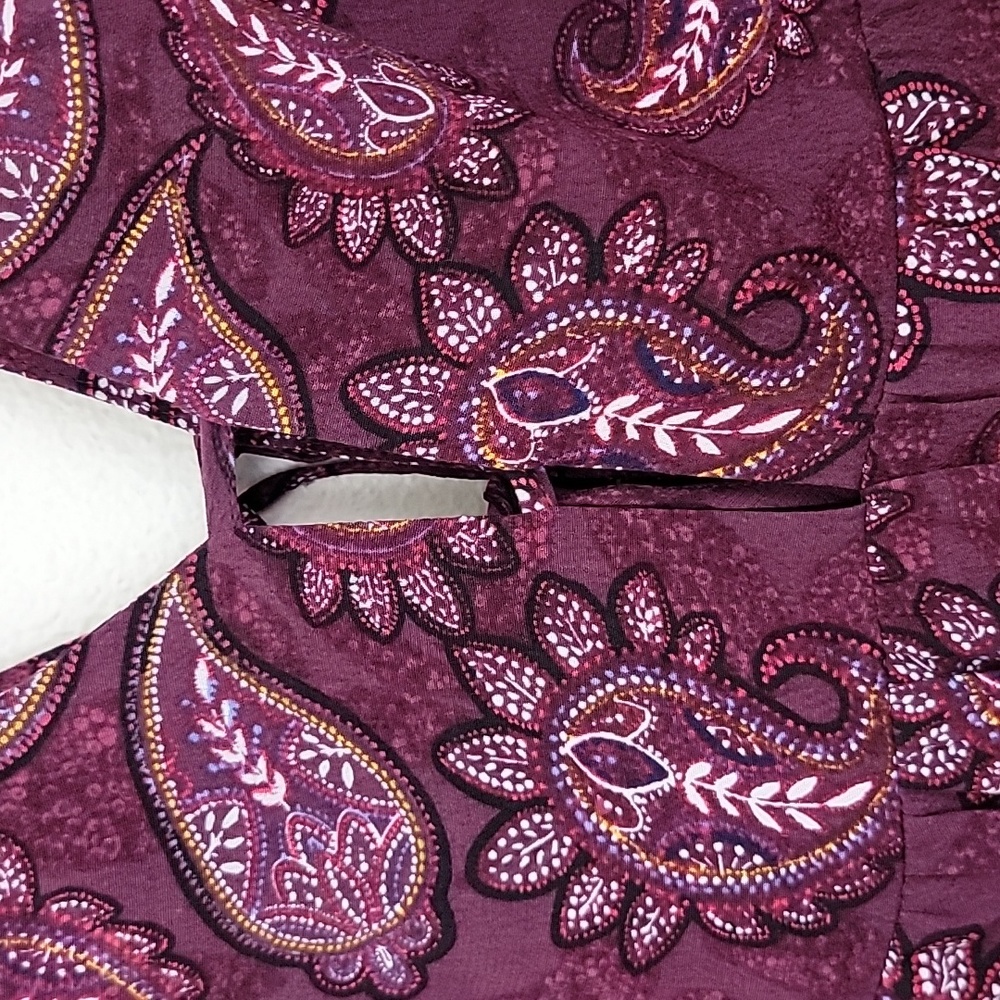 Forever 21 Wine Colored Paisley Print Mini Dress Or Tunic Top Junior S - Picture 10 of 16